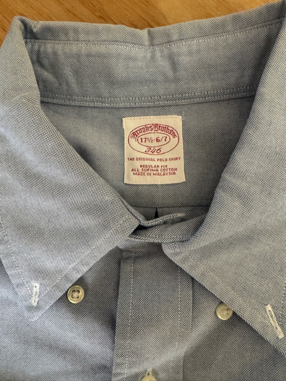 Brooks Brothers Light Blue Supima Cotton 346 Button Up Shirt 17 1/2-6/7 - Picture 2 of 4